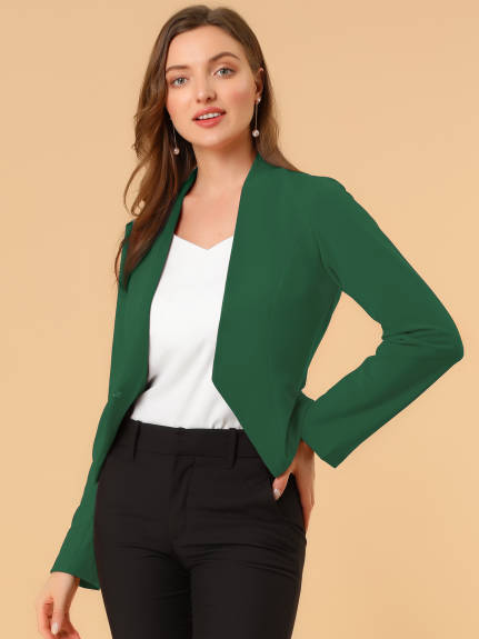 Allegra K- Suit Collarless Cropped Blazer Jacket