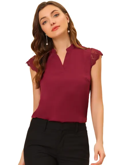 Allegra K- V Neck Sleeveless Blouse