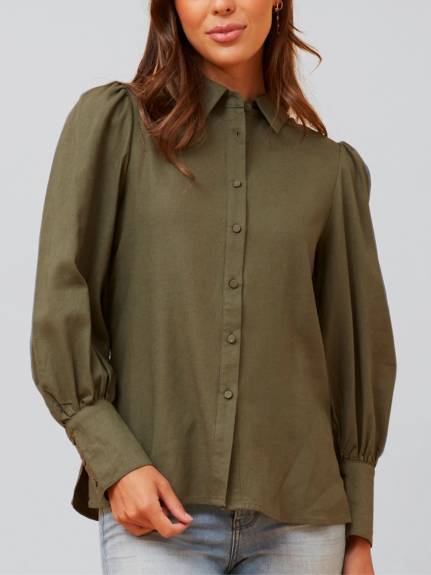 Annick - Maxine Shirt Fitted Long Puffy Sleeves Solid