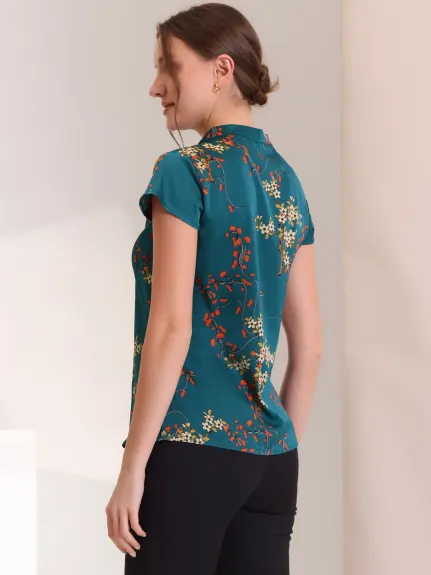 Allegra K- Blouse à manches florales en Satin