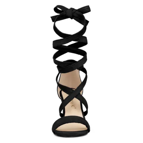 Allegra K- Mid Block Heels Lace up Sandals