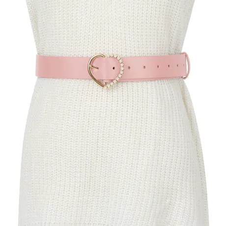 Allegra K- Heart-Shaped Buckle Bead Belt Waistband