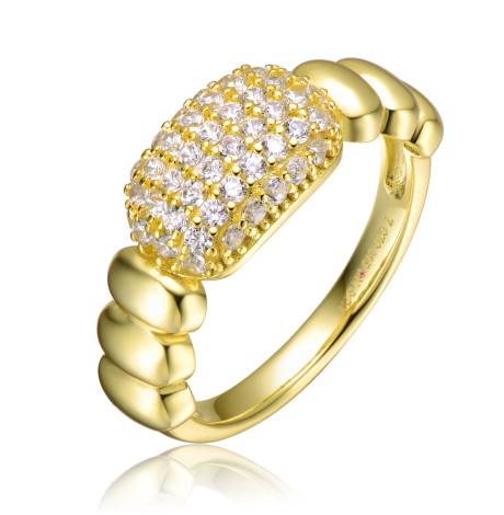 Genevive Bague festonnée en argent sterling plaqué or jaune 14 carats avec pavé de zircones cubiques