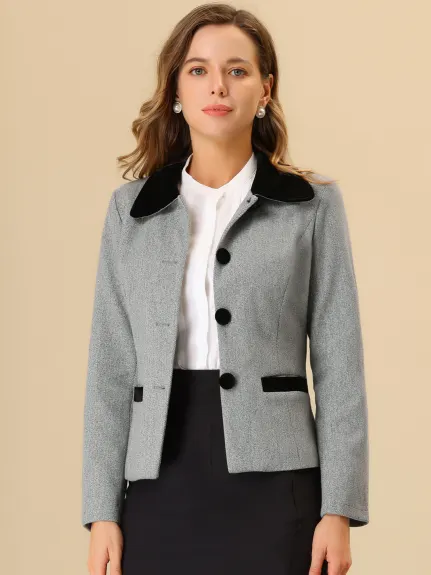 Allegra K- manteau d’hiver de paon à col contrasté