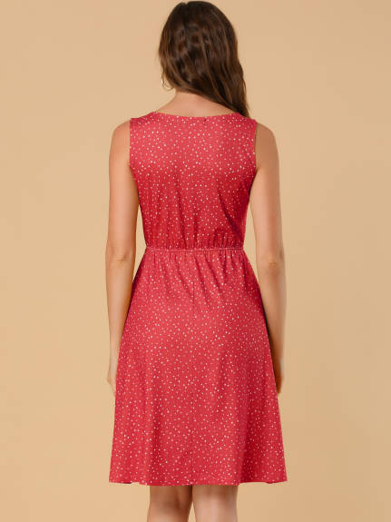 Allegra K- Polka Dots Elastic Waist Midi Sundress