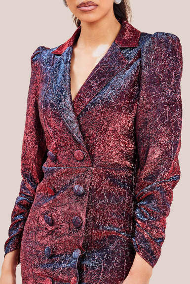 Goddiva - Iridescent Foil Print Blazer Mini Dress