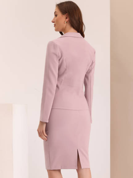 Allegra K- 2 Piece Suit Set Blazer and Pencil Skirt