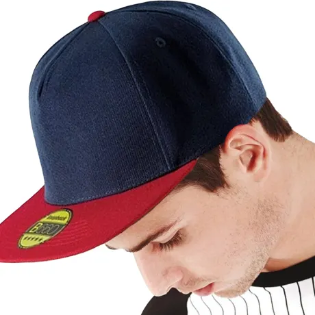 Beechfield - Unisex Original Flat Peak Snapback Cap (Pack of 2)