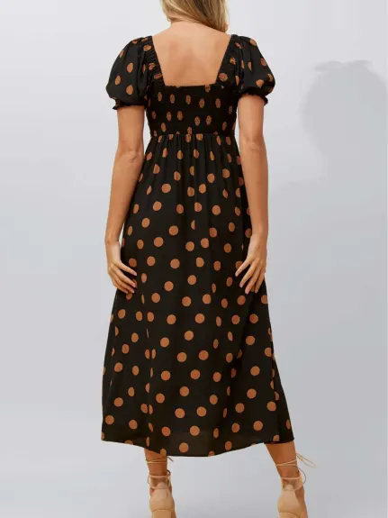 Annick - Elena Midi Dress Polka Dot Front Tie Black