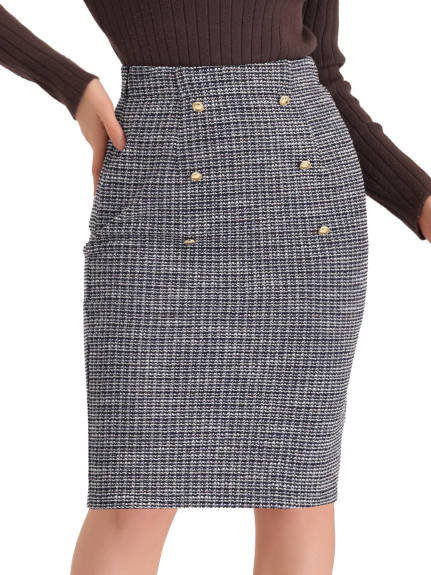 Allegra K - Pencil Tweed Winter Classic Skirt