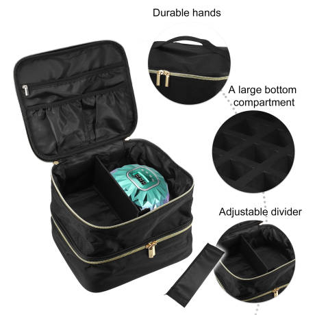 Unique Bargains- Nail Polish Double Layer Makeup Organizer Travel Case