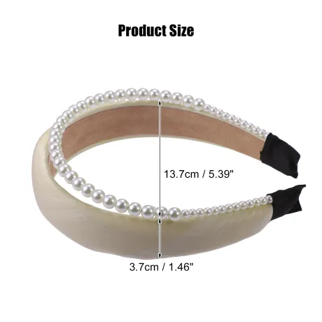 Unique Bargains - Double Layer Faux Pearl Sponge Headband