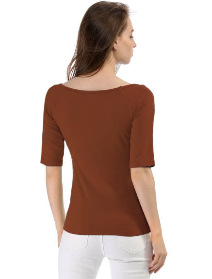 Allegra K- Half Sleeves Fitted Layering T-Shirt