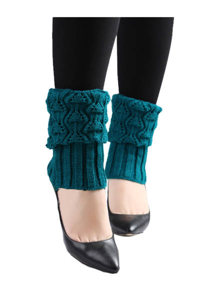 Allegra K- Knee Length Ribbed Knitted Leg Warmers