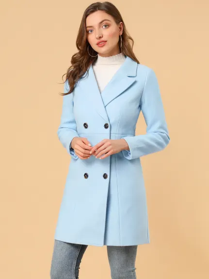 Allegra K - Trench long croisé à revers cranté