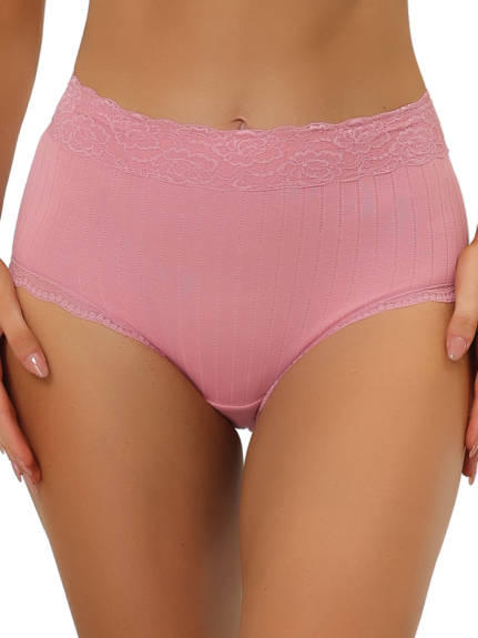 Allegra K- High Waist Tummy Control Lace Trim Panties