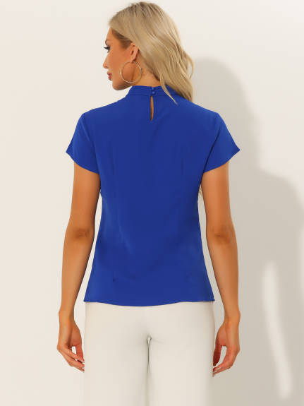 Allegra K - Mock Neck Pleated Top