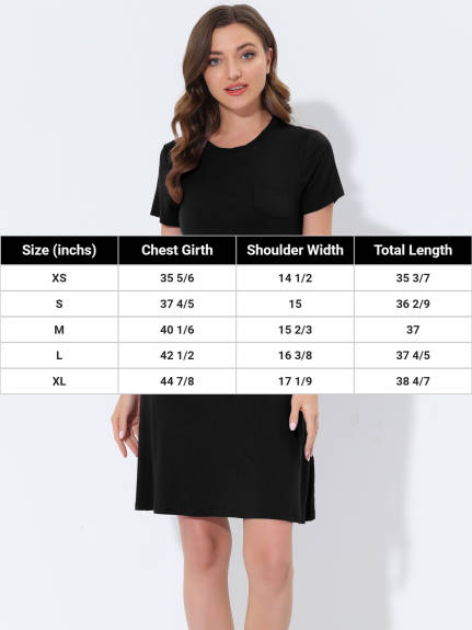 cheibear - Lounge Dress Strtechy Nightshirt with Pockets