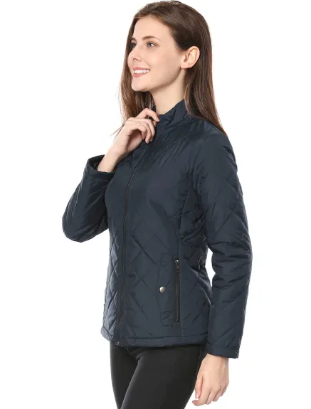 Allegra K- Veste matelassée légère zippée à manches longues