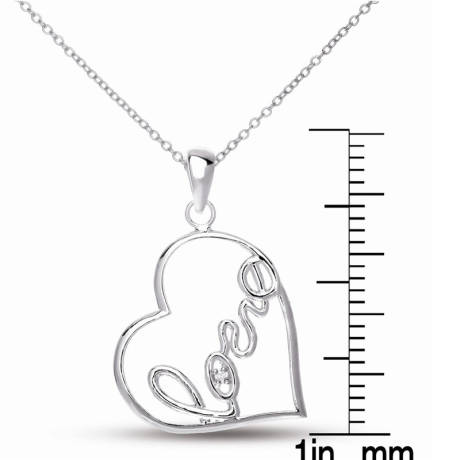 Genevive Classy " Love " Heart Shape Pendant Necklace