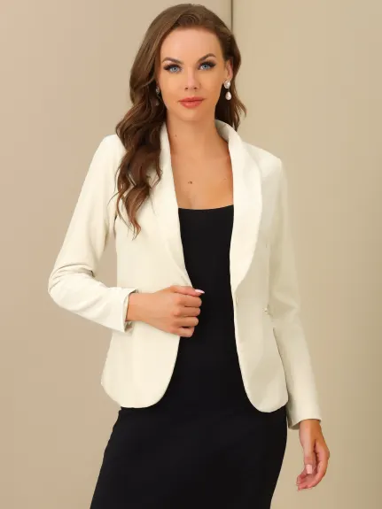 Allegra K- Shawl Collar One Button Velvet Blazer