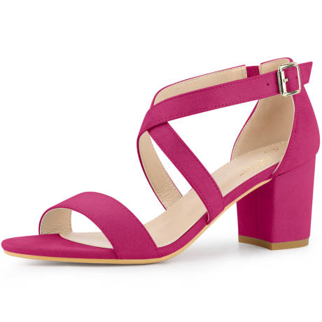 Allegra K - Buckle Crisscross Strap Open Toe Heeled Sandals