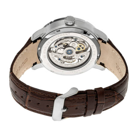 Heritor Automatic - Ryder Skeleton Leather-Band Watch - Brown/Gold