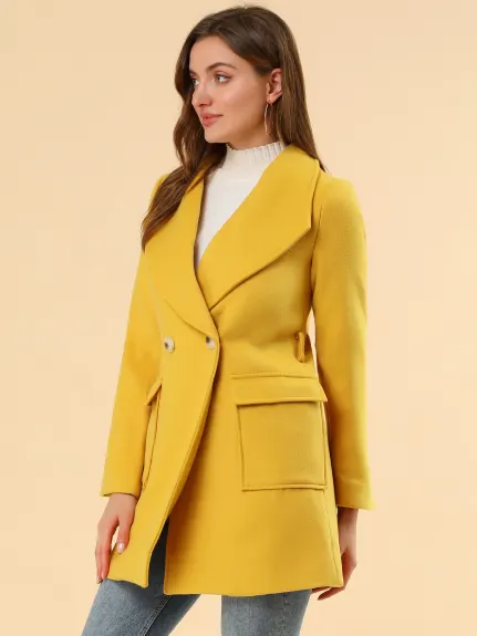 Allegra K- Trench-coat long ceinturé à revers et col châle