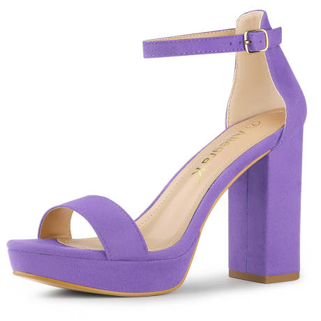 Allegra K - Platform Ankle Strap Chunky High Heel Sandals