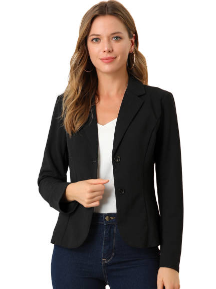 Allegra K- Lapel Collar Stretchy Jacket Suit Blazer