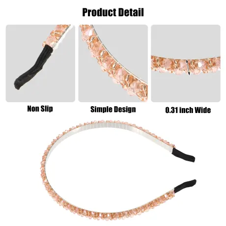 Unique Bargains- 2 Rows Rhinestone Hairband Headband