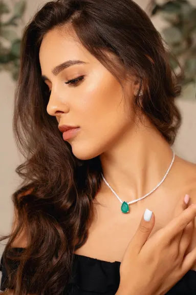 Jewels By Sunaina - OVAL Green Tennis Choker