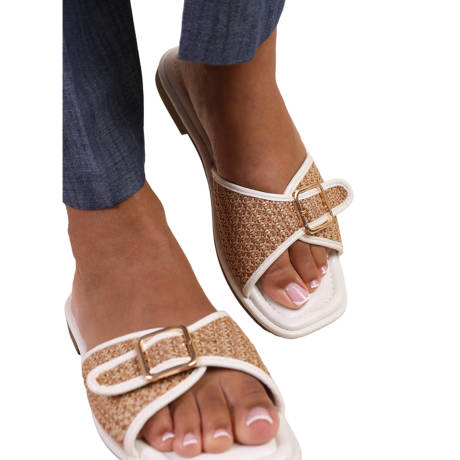 Where's That From - Womens/Ladies Vermont Raffia Buckle Sliders