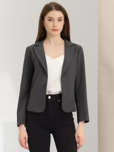 Allegra K- Open Front Crop Suit Blazer Jacket