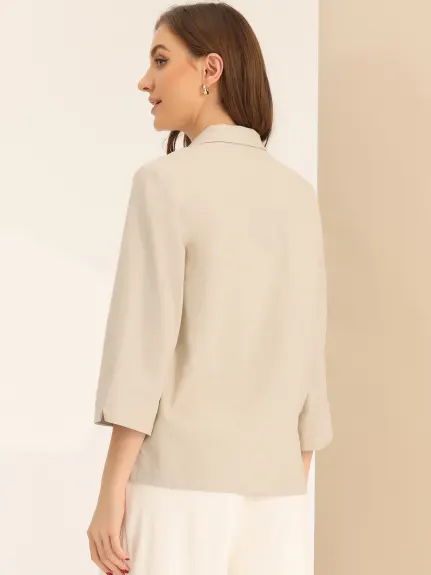 Allegra K - Linen Cotton Office Blazer Jacket