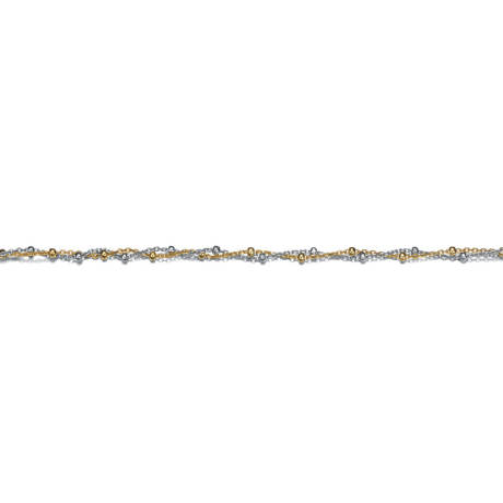 Genevive Sterling Silver Two-Tone Entwined Double-Layer Chain Anklet