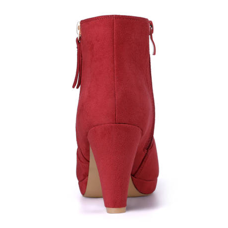 Allegra K - Side Zip Low Platform Ankle Booties