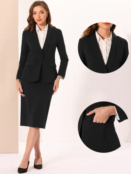 Allegra K - Shawl Lapel Solid Office Suit Blazer