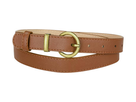 Allegra K- PU Leather Bronze Metal Pin Buckle Thin Waist Belt