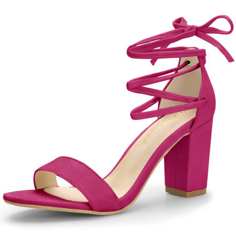 Allegra K- Tie Up Heels Strappy Chunky  Heel Sandal