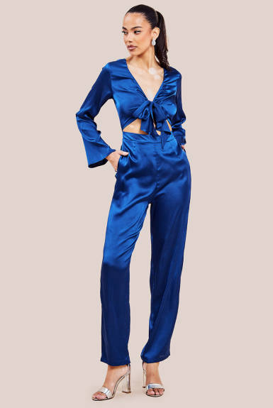 Goddiva - Cut Out Satin Jumpsuit