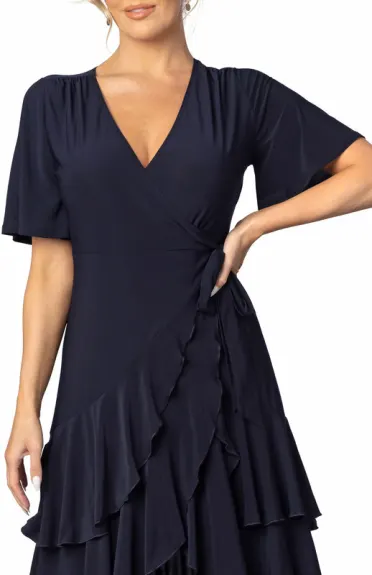 Kiyonna Miranda Double Ruffle Wrap Dress with Sleeves