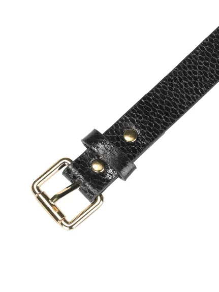 Allegra K- Skinny Pin Buckle Faux Leather Waist Belt