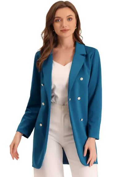 Allegra K- Notched Lapel Buttoned Blazer Jacket