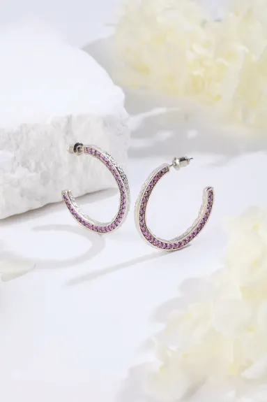 Classicharms-Zirconia Molten C Hoop Earrings