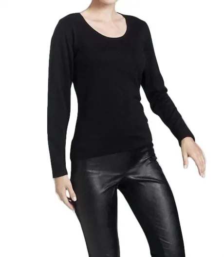 Long Sleeve Scoop-Neck Top