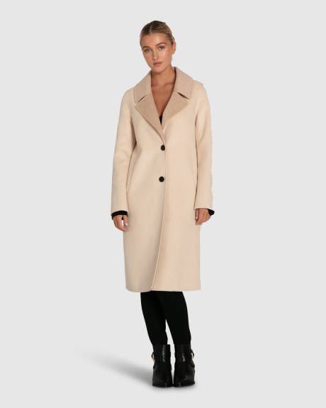 Manteau Lexington en laine mélangée bicolore - Beige