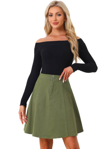 Allegra K- A-Line High Waist Denim Skirt