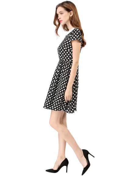 Allegra K- Peter Pan Collar Above Knee A-Line Dress