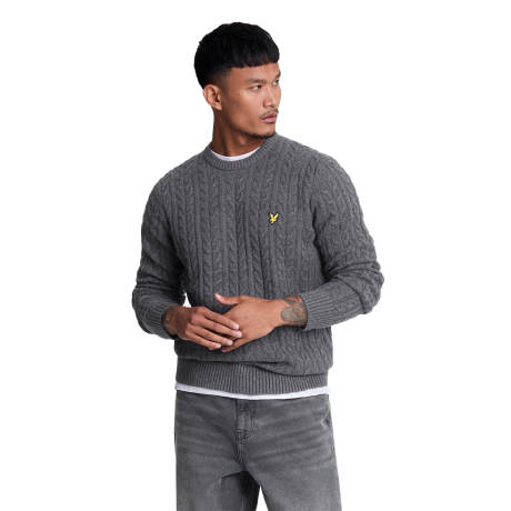 Lyle & Scott - Mens Marl Cable Knit Crew Neck Sweater